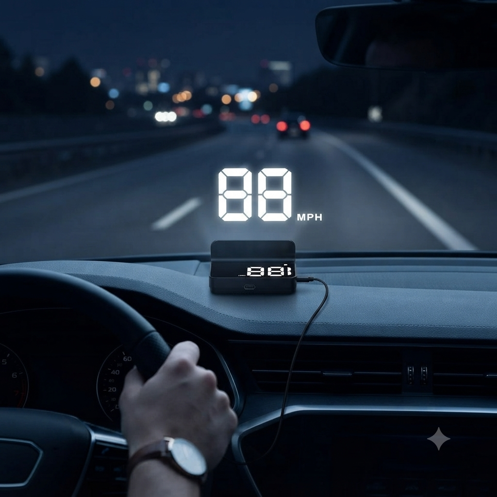 شاشة عرض رقمية ذكية على الزجاج الأمامي للسيارات (HUD)